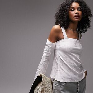 Topshop textured cold shoulder top in ivory